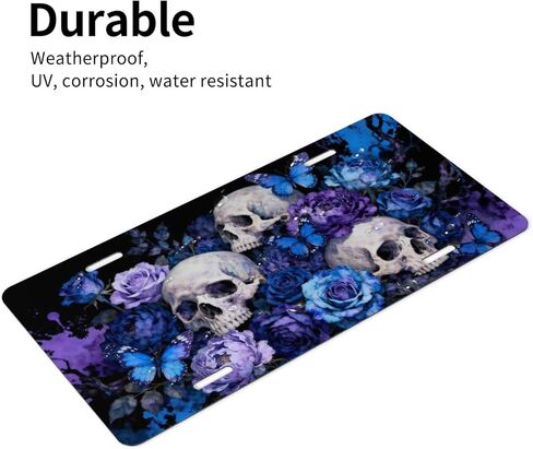 لوحة ترخيص أمامية على شكل جمجمة وردية على شكل فراشة، لوحات ترخيص تزيينية للسيارة، ملحقات ديكور معدنية من الألومنيوم، غطاء علامة زينة جديدة مع 4 فتحات للرجال والنساء، مقاس 6 بوصات × 12 بوصة in Kuwait