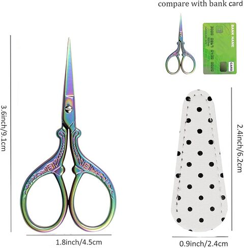 3.6inch Small Craft Scissors with PU Leather Cover Stainless Steel Sharp Tip Shears Scissors for Cross Stitch Sewing Crafting Art Work Threading Needlework Knitting in Saudi Arabia