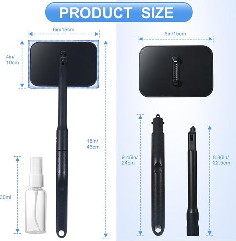 Windshield Cleaner Tool, Windshield Cleaning Wand Auto Window Cleaner Kit with Detachable Handle, 4 Microfiber Velcro Stick Pads and 1 Spray Bottle, Glass Wiper Kit for Windshield,Trucks,SUVs,RVs,Home in Saudi Arabia