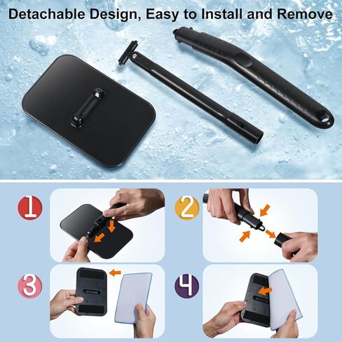 Windshield Cleaner Tool, Windshield Cleaning Wand Auto Window Cleaner Kit with Detachable Handle, 4 Microfiber Velcro Stick Pads and 1 Spray Bottle, Glass Wiper Kit for Windshield,Trucks,SUVs,RVs,Home in Saudi Arabia