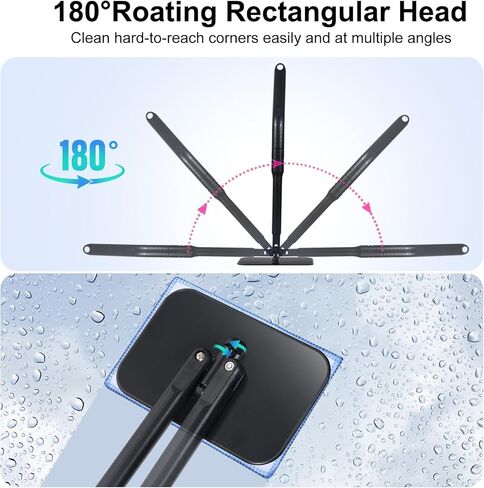 Windshield Cleaner Tool, Windshield Cleaning Wand Auto Window Cleaner Kit with Detachable Handle, 4 Microfiber Velcro Stick Pads and 1 Spray Bottle, Glass Wiper Kit for Windshield,Trucks,SUVs,RVs,Home in Saudi Arabia
