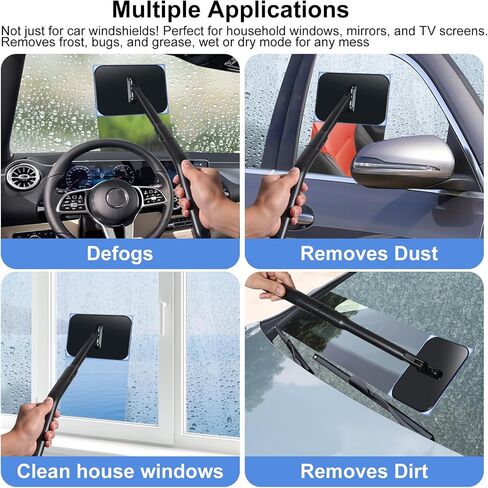 Windshield Cleaner Tool, Windshield Cleaning Wand Auto Window Cleaner Kit with Detachable Handle, 4 Microfiber Velcro Stick Pads and 1 Spray Bottle, Glass Wiper Kit for Windshield,Trucks,SUVs,RVs,Home in Saudi Arabia