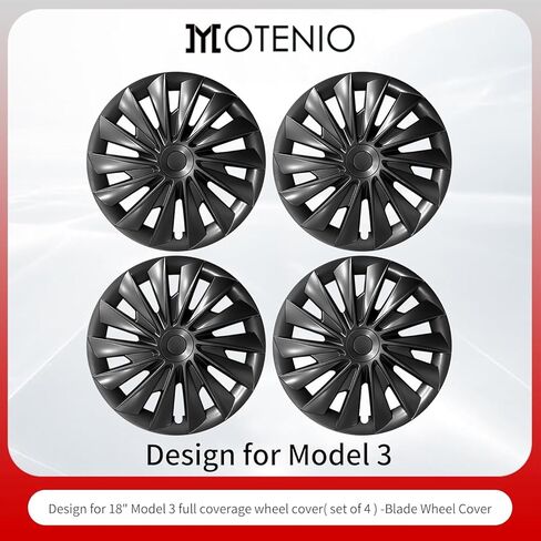 غطاء العجلة لطراز تسلا 3 (2017-2023) 4 قطع من أغطية المحور لطراز تسلا 3 18 بوصة موديل 3 غطاء حافة غطاء كامل لأغطية المحور موديل 3 ملحقات (توربين 3A) in Kuwait
