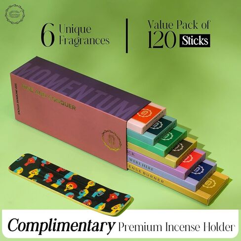 Raajsee Natural Incense Sticks with Insence Holder- Pack of 6 Organic Inscent -120 Insense Sticks, Non Toxic Clean Burning, Boho Gift Set, Sage,Apple Pumpkin,Coconut, Coffee,Rosemary Patchouli in Saudi Arabia