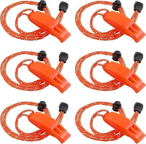 JULBEAR 6PCS Safety Survival Whistles with Adjustable Reflective Lanyard Emergency Plastic Whistle Marine Whistle in Saudi Arabia
