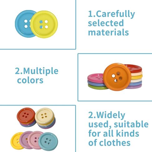 60 Pcs Sewing Buttons for Clothes, 20mm(3/4") 4 Hole Colorful Resin Buttons for Crafts DIY Arts Clothing Card Making Sweater Shirt, Assorted Colored Button in Saudi Arabia