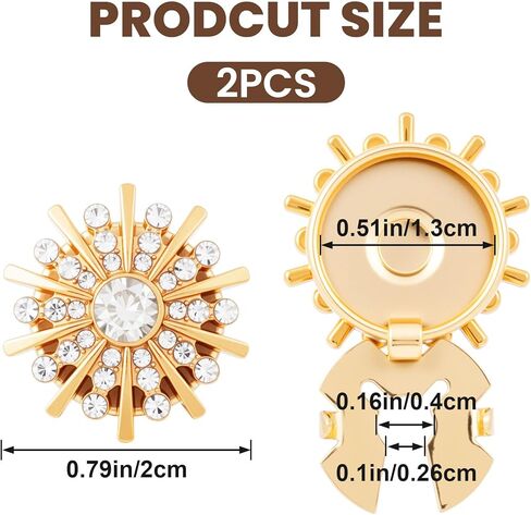 Rhinestone Button Covers, Gold Crystal Clip on Button Covers, Decorative Formal Cufflink Buttons in Saudi Arabia