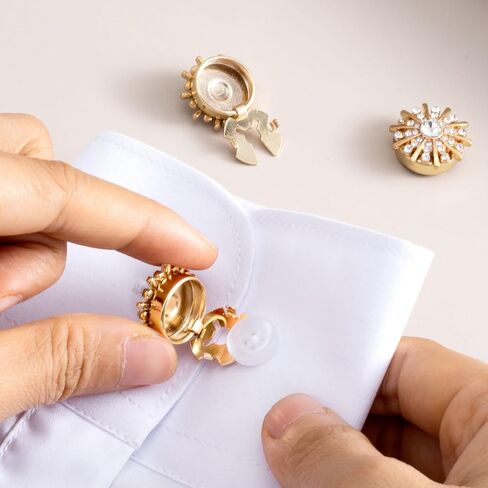 Rhinestone Button Covers, Gold Crystal Clip on Button Covers, Decorative Formal Cufflink Buttons in Saudi Arabia