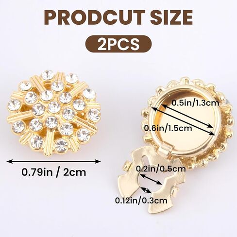 Rhinestone Button Covers, Gold Crystal Clip on Button Covers, Decorative Formal Cufflink Buttons in Saudi Arabia