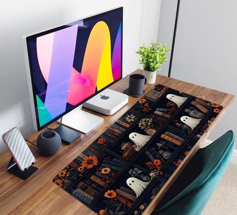 لوحة ماوس مكتبية من Dark Academia مقاس XL لوحة ماوس مكتبية كبيرة ممتدة للألعاب، لوحة مفاتيح كمبيوتر محمول ولوحة مفاتيح للكمبيوتر المحمول باللون الأخضر الغامض، سجادة حماية سطح المكتب للنساء والبنات مقاس 31.5 × 11.8 بوصة in Kuwait