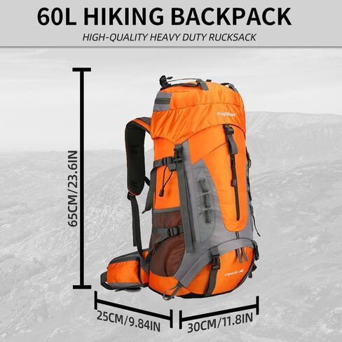 King'sGuard 60L Hiking Backpack for Men and Women Lightweight Camping Hiking Backpack with Rain Cover Large Waterproof Travel Backpack Backpacking Pack (Red) in Kuwait