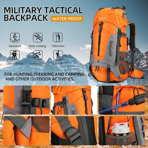 King'sGuard 60L Hiking Backpack for Men and Women Lightweight Camping Hiking Backpack with Rain Cover Large Waterproof Travel Backpack Backpacking Pack (Red) in Kuwait