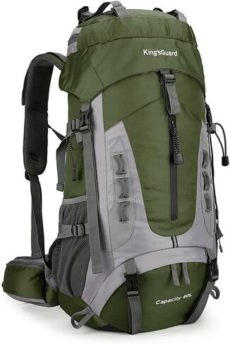 King'sGuard 60L Hiking Backpack Men Women Camping Backpack Waterproof Backpacking Mountaineering Climbing Daypack with Rain Cover (Army Green) in Kuwait