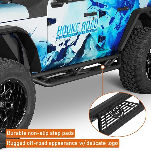 Hooke Road Wrangler JL Side Steps Running Boards Slider Rails for 2018-2025 Jeep Wrangler JL Unlimited 4 Doors in Saudi Arabia
