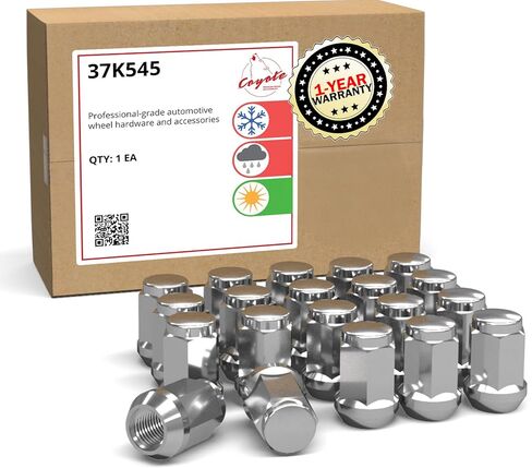 Wheel Accessories Parts Set of 20 Black 12x1.5 Lug Nuts Closed End Bulge Acorn Lug Nut Style 1.38" Long Cone Seat 19mm (3/4") Hex Wheel Lug Nut (M12x1.5, Black) in Kuwait