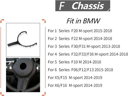 ألياف الكربون ABS عجلة القيادة غطاء الكسوة استبدال لسيارات BMW F30 F31 F12 F13 M-Sport 4-Series جميع الموديلات F32/F33/F36 2014-2018 in Kuwait