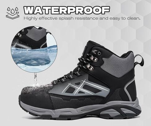 LARNMERN Steel Toe Boots Women Work Hiking Shoes Safety Construction Puncture Proof Slip Resistant Industrial Static Dissipative Lightweight Comfortable Durable(10 Women, Navy) in Saudi Arabia