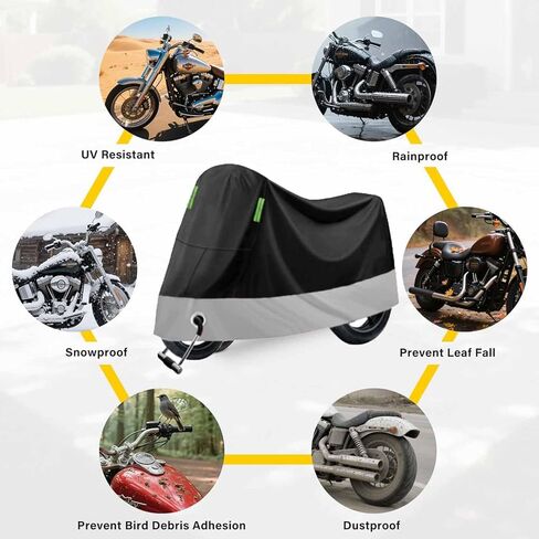Motorcycle Cover for Yamaha Vino 50/125 1997–2010 All Weather Universal Dust Cover Waterproof Sun Protection Cover Windproof Rain Snow Cover,L-Black Silver in Saudi Arabia