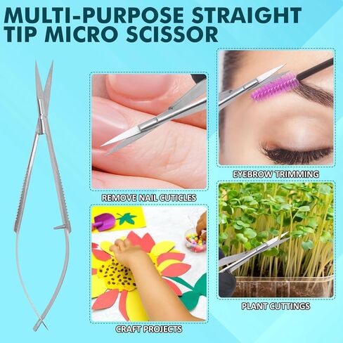 Micro Scissor 5.5" Straight Tip Embroidery Scissor Premium Stainless Steel Applique for Sewing Art & Craft Grooming for Eyebrow Eyelash and Spring Action Extra Sharp Squeeze Scissors. in Saudi Arabia