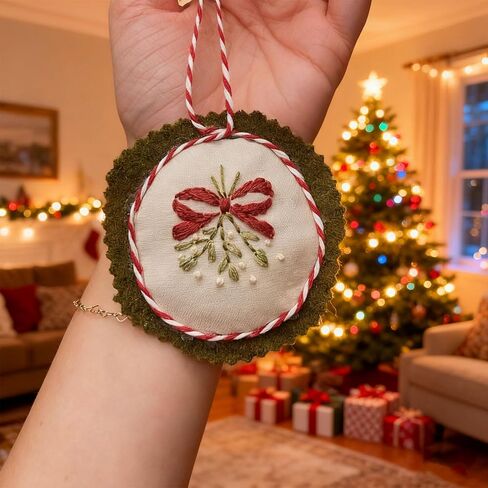Hand Embroidery Christmas Ornament Kits, Cross Stitch Christmas Embroidery Patterns Needlepoint Kit for Adults & Beginners, Set with Easy & Instructions (1#) in Saudi Arabia