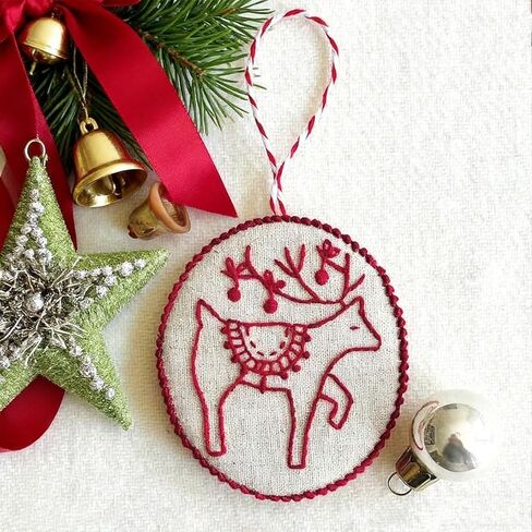 Hand Embroidery Christmas Ornament Kits, Cross Stitch Christmas Embroidery Patterns Needlepoint Kit for Adults & Beginners, Set with Easy & Instructions (1#) in Saudi Arabia