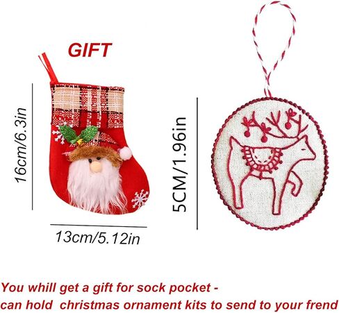 Hand Embroidery Christmas Ornament Kits, Cross Stitch Christmas Embroidery Patterns Needlepoint Kit for Adults & Beginners, Set with Easy & Instructions (1#) in Saudi Arabia