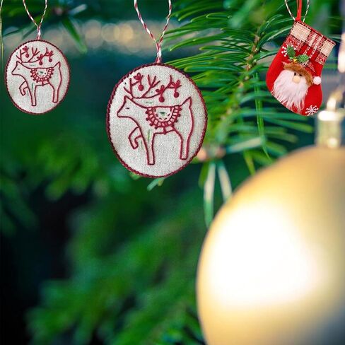 Hand Embroidery Christmas Ornament Kits, Cross Stitch Christmas Embroidery Patterns Needlepoint Kit for Adults & Beginners, Set with Easy & Instructions (1#) in Saudi Arabia