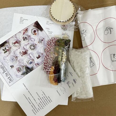 Hand Embroidery Christmas Ornament Kits, Cross Stitch Christmas Embroidery Patterns Needlepoint Kit for Adults & Beginners, Set with Easy & Instructions (1#) in Saudi Arabia