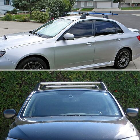 Spec-D Tuning Black Aluminum Baggage Cargo Rail Cross Bar Roof Rack Compatible with 2008-2014 Subaru Impreza WRX in Saudi Arabia