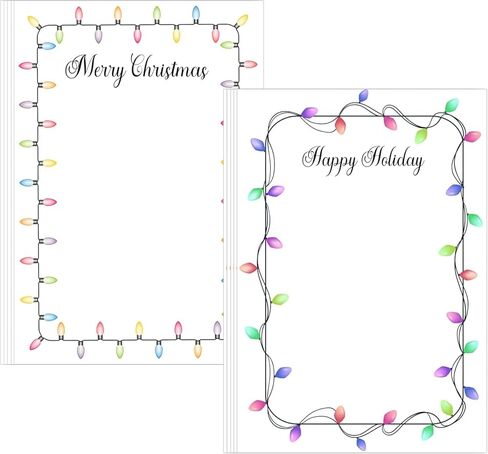 100 sheets Christmas Stationery Paper 8.1×11 inch Colorful Xmas Light Writing Paper Letter for Office School(2 Designs) in Saudi Arabia