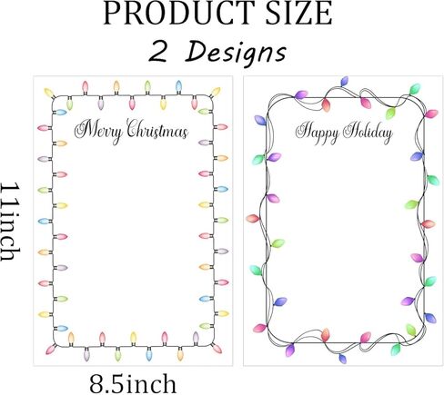 100 sheets Christmas Stationery Paper 8.1×11 inch Colorful Xmas Light Writing Paper Letter for Office School(2 Designs) in Saudi Arabia