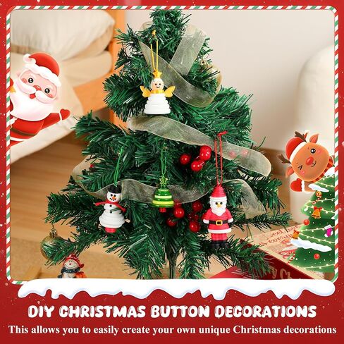 Button Christmas Tree Ornament Kits, DIY Christmas Button Ornament Making Set,Fun Christmas Buttons Crafts Making Set,Tree Hanging Decorations(4PCS) in Saudi Arabia