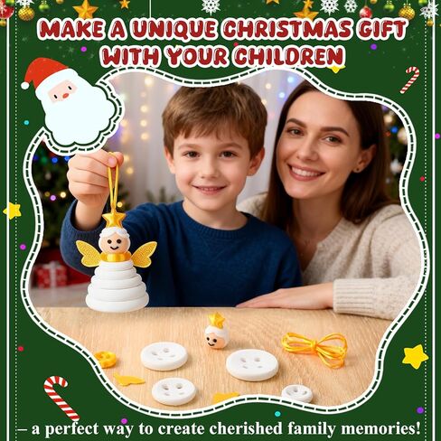 Button Christmas Tree Ornament Kits, DIY Christmas Button Ornament Making Set,Fun Christmas Buttons Crafts Making Set,Tree Hanging Decorations(4PCS) in Saudi Arabia