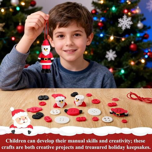Button Christmas Tree Ornament Kits, DIY Christmas Button Ornament Making Set,Fun Christmas Buttons Crafts Making Set,Tree Hanging Decorations(4PCS) in Saudi Arabia