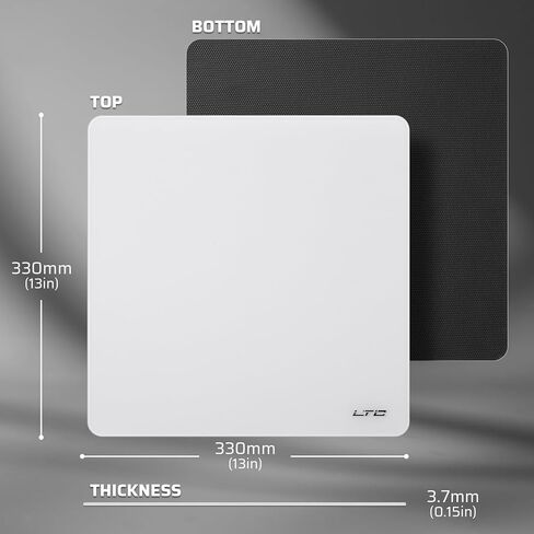 LTC Tempered Glass Gaming Mousepad, Ultra-Smooth Micro-Etched Surface Mouse Pad for Top Control and Speed, Anti-Slip Full Rubber Base, Professional Large Mouse Mat for FPS Gamers, 13X13in in Saudi Arabia