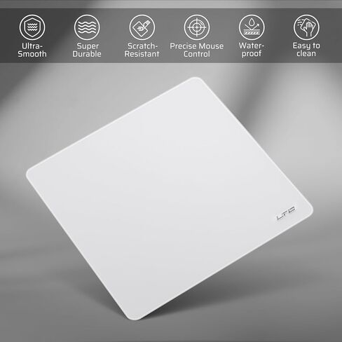 LTC Tempered Glass Gaming Mousepad, Ultra-Smooth Micro-Etched Surface Mouse Pad for Top Control and Speed, Anti-Slip Full Rubber Base, Professional Large Mouse Mat for FPS Gamers, 13X13in in Saudi Arabia