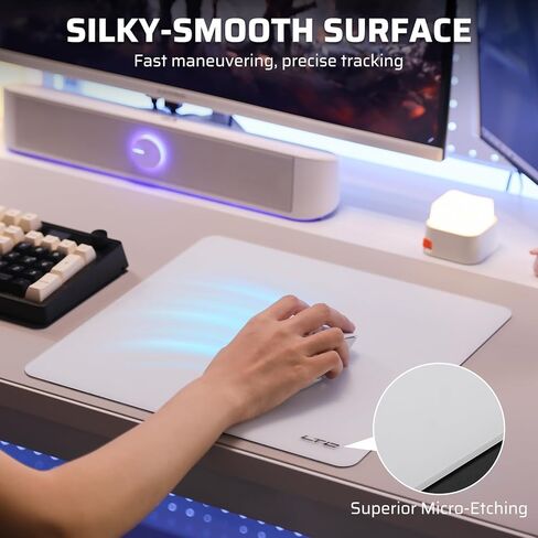 LTC Tempered Glass Gaming Mousepad, Ultra-Smooth Micro-Etched Surface Mouse Pad for Top Control and Speed, Anti-Slip Full Rubber Base, Professional Large Mouse Mat for FPS Gamers, 13X13in in Saudi Arabia