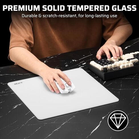 LTC Tempered Glass Gaming Mousepad, Ultra-Smooth Micro-Etched Surface Mouse Pad for Top Control and Speed, Anti-Slip Full Rubber Base, Professional Large Mouse Mat for FPS Gamers, 13X13in in Saudi Arabia