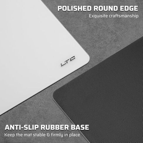LTC Tempered Glass Gaming Mousepad, Ultra-Smooth Micro-Etched Surface Mouse Pad for Top Control and Speed, Anti-Slip Full Rubber Base, Professional Large Mouse Mat for FPS Gamers, 13X13in in Saudi Arabia