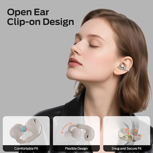Monster Open Ear AC228 Wireless Headphones, Clip-On Earbuds, Adaptive Comfort, Immersive Audio, Bluetooth 6.0 Open Ear Earbuds with ENC Clear Call, 30H Playtime, IPX5 Water Resistant - White in Saudi Arabia