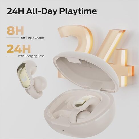 Monster Open Ear AC228 Wireless Headphones, Clip-On Earbuds, Adaptive Comfort, Immersive Audio, Bluetooth 6.0 Open Ear Earbuds with ENC Clear Call, 30H Playtime, IPX5 Water Resistant - White in Saudi Arabia
