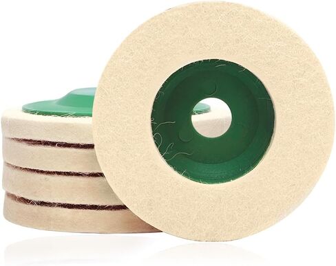 5PCS 4 Inch Wool Polishing Wheel Disc, Round Wool Felt Buffing Wheel Pad for 100 Angle Grinder, Buffing Buffer Bore Dia 17mm Polishing Disc for Car Wax Metal Marble Wood (5 PCS) in Saudi Arabia