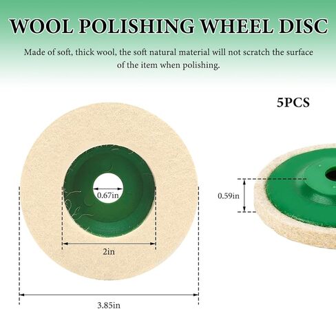5PCS 4 Inch Wool Polishing Wheel Disc, Round Wool Felt Buffing Wheel Pad for 100 Angle Grinder, Buffing Buffer Bore Dia 17mm Polishing Disc for Car Wax Metal Marble Wood (5 PCS) in Saudi Arabia