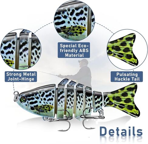Keenjorika Fishing Lures Multi Jointed Fish Fishing Kits, Slow-Sinking Lifelike Segmented Swimbait Crankbaits, Realistic Swimming Action for Bass, Trout, Pike & Walleye, Freshwater and Saltwater in Kuwait