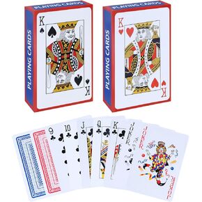 ورق لعب بتصميم كلاسيكي مكون من قطعتين، مجموعة قياسية من أوراق اللعب، بطاقات بوكر احترافية لطاولة البلاك جاك (أزرق، أحمر) in Kuwait