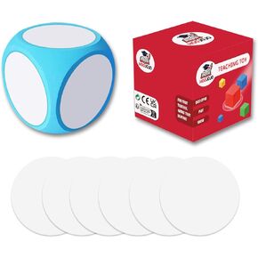 4 Inch DIY Blank Dice Set Foam Cubes Dry Erase Dice Math Cubes with 6 Pcs Blank Stickers Kindergarten Learning Activities Classroom Supplies (Blue) in Kuwait