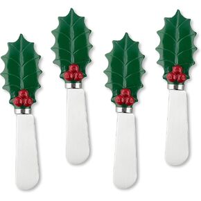 Supreme Housewares Tis the Season Cheese Spreaders, Hand-Painted Resin Handles with Stainless Steel Blades for Spreading Cream Cheese, Butter, and Jam, Assorted Christmas Designs, Set of 4 in Saudi Arabia