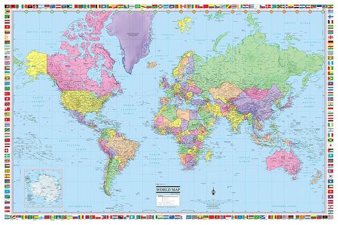 World Wall Map Poster 36"x24" (when unfolded) Paper in Saudi Arabia