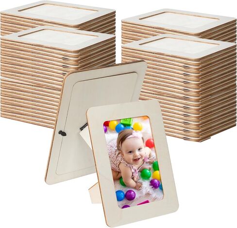 60 Pcs Wooden Picture Frames for Crafts, 4 x 6 inch DIY Wood Frame Bulk, Small Unfinished Standing Paintable Photo Frame for Home Birthday Party Wedding Decor in Saudi Arabia