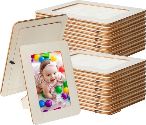 60 Pcs Wooden Picture Frames for Crafts, 4 x 6 inch DIY Wood Frame Bulk, Small Unfinished Standing Paintable Photo Frame for Home Birthday Party Wedding Decor in Saudi Arabia